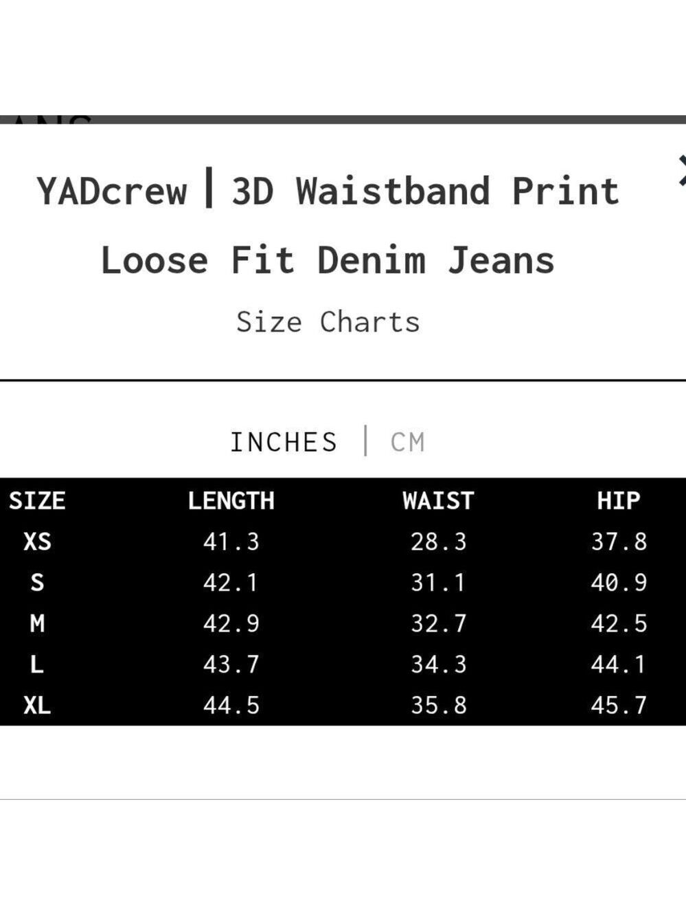 3169 NWT YADcrew丨3D Waistband Print Loose Fit Denim Jeans Sz Small - Picture 13 of 14